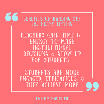 Hand Off the Heavy Lifting. Student-centered learning is good for kids & gives you a break from grading & making worksheets. Find out how & why to set this up. Scroll all the way down for a limited-time freebie! Check out the blog post by Lindsay Lyons for Time for Teachership. For more tips and #teacherfreebies, sign up for weekly emails at bit.ly/lindsayletter   #growthmindset #teacherwellbeing 