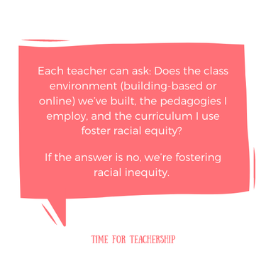 Promote Student Engagement + Teach for Justice. Teaching for racial justice and improving student engagement are both possible during COVID and distance learning. To learn how, check out the Time for Teachership blog post. For more ideas on curriculum design and how to work for educational equity, sign up for weekly emails at bit.ly/lindsayletter #teachinginspiration #antiracism