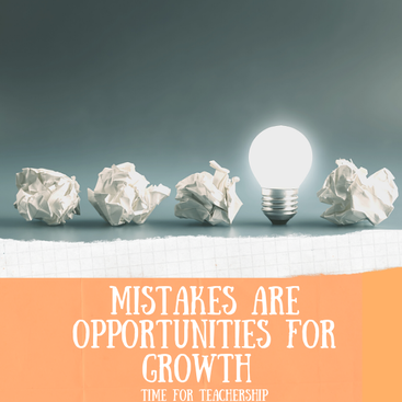 Mistakes Are Opportunities for Growth. As a teacher, it was never comfortable making a mistake. I still struggle with the guilt & shame I feel after making a mistake, but it’s how we respond to our mistakes that’s important, not being perfect. Read the Time for Teachership blog post & get one of my #teacherfreebies For more teacher ideas, sign up for weekly emails at bit.ly/lindsayletter 