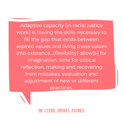 4 Keys for Racial Justice Discourse in Schools: #4 Adaptability. Part 4 in a 4-part antiracism series from Dr. Cherie Bridges Patrick’s work on building capacity for generative racial dialogue in schools. Check out the Time for Teachership blog post. For more ideas on how to work for educational equity, sign up for weekly emails at bit.ly/lindsayletter #antiracism #growthmindset 